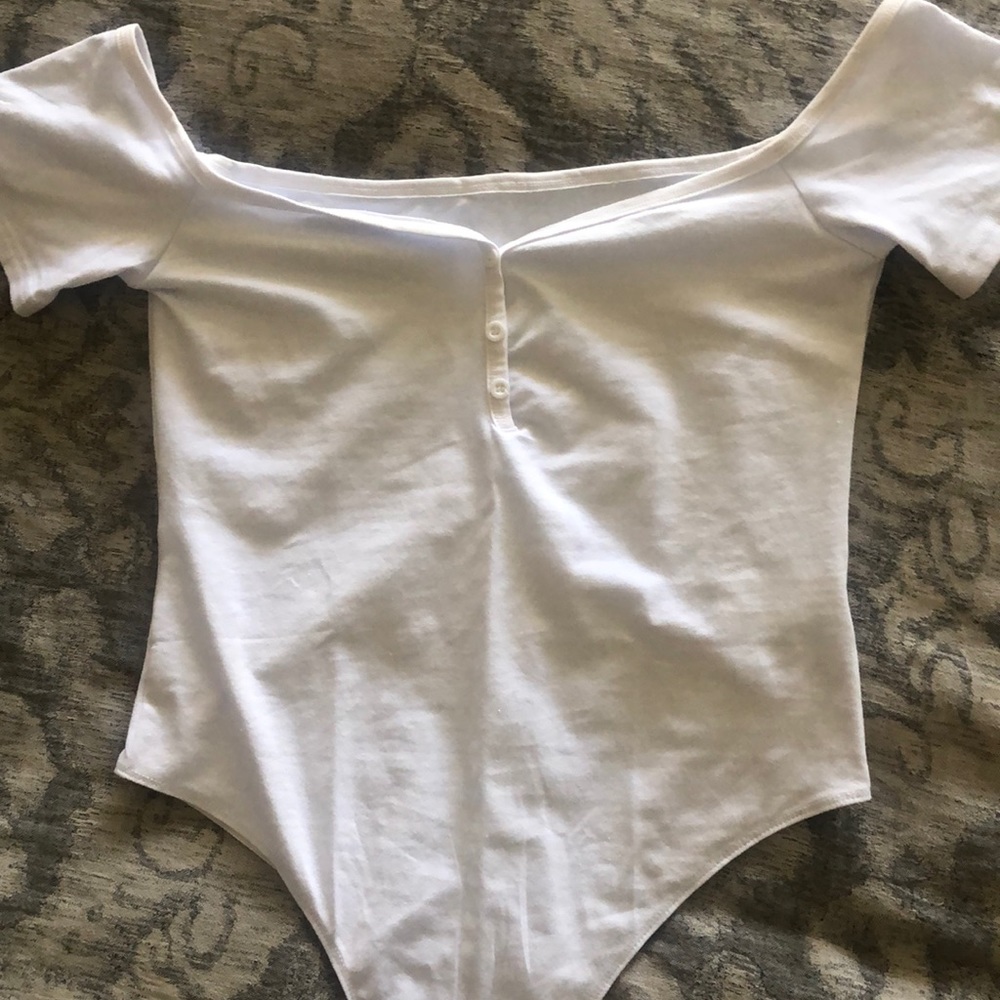 White off-shoulder body suit